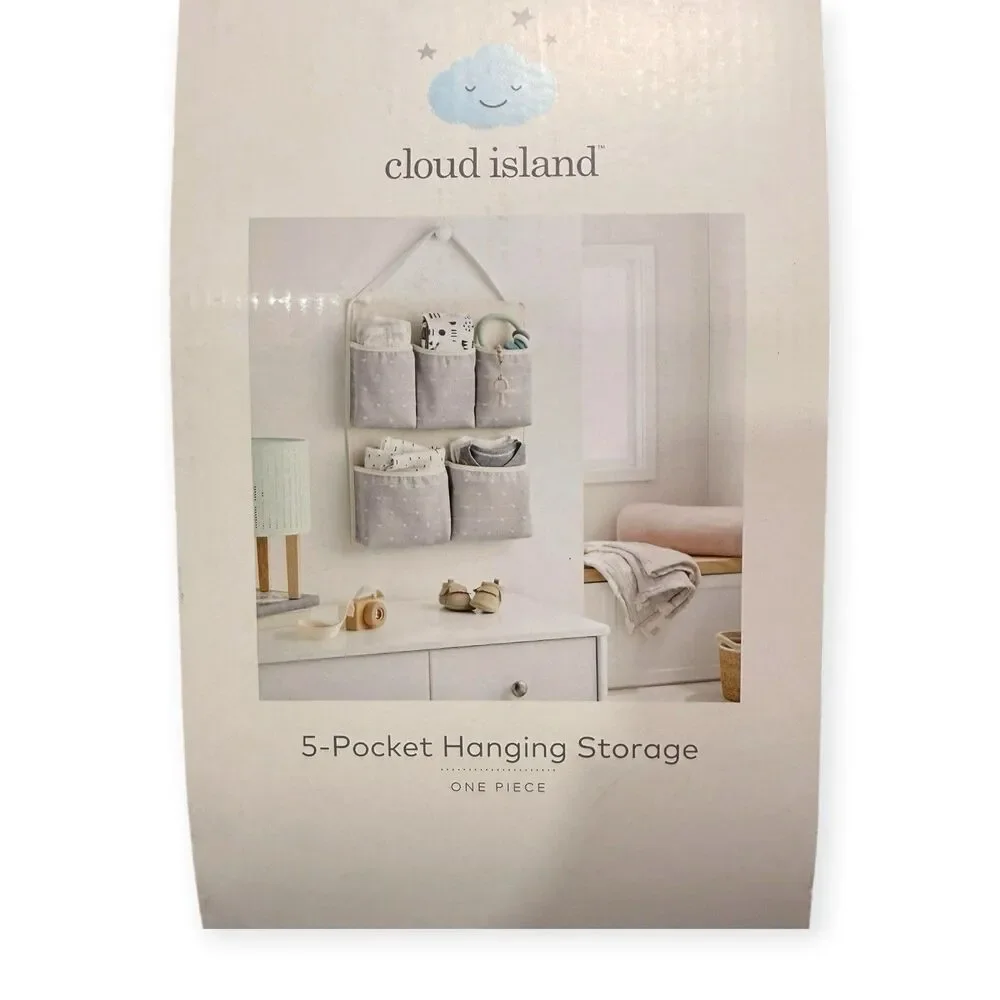 Cloud Island 5-Pocket Hanging Nursery Storage Organizer Gray Cream New
